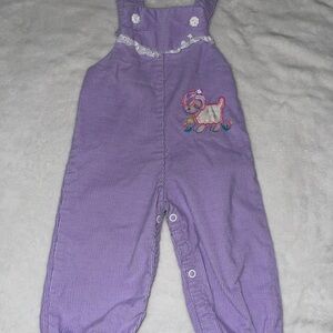 Charming Lavender Kids Overalls with Embroidered Design